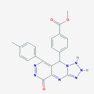 molecular formula C21H17N7O3 B267966 methyl 4-[10-(4-methylphenyl)-13-oxo-2,4,5,6,7,11,12-heptazatricyclo[7.4.0.03,7]trideca-1,3,9,11-tetraen-8-yl]benzoate 