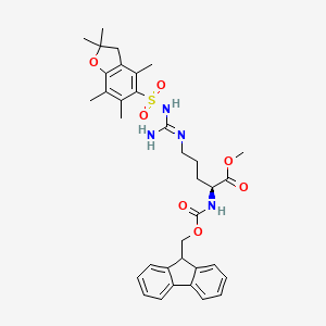 molecular formula C35H42N4O7S B2679660 Methyl (2S)-5-[[amino-[(2,2,4,6,7-pentamethyl-3H-1-benzofuran-5-yl)sulfonylamino]methylidene]amino]-2-(9H-fluoren-9-ylmethoxycarbonylamino)pentanoate CAS No. 813452-47-0