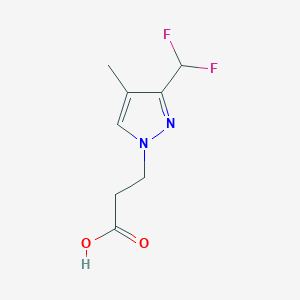 molecular formula C8H10F2N2O2 B2679663 3-[3-(difluoromethyl)-4-methyl-1H-pyrazol-1-yl]propanoic acid CAS No. 1855937-89-1