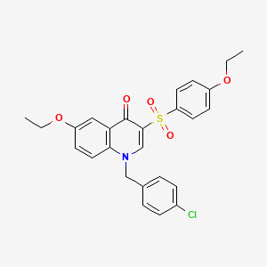 molecular formula C26H24ClNO5S B2679668 1-[(4-Chlorophenyl)methyl]-6-ethoxy-3-(4-ethoxyphenyl)sulfonylquinolin-4-one CAS No. 866340-48-9