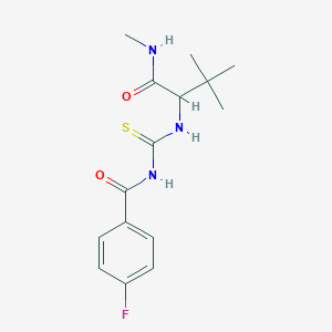 molecular formula C15H20FN3O2S B2679674 2-({[(4-fluorobenzoyl)amino]carbothioyl}amino)-N,3,3-trimethylbutanamide CAS No. 318498-18-9