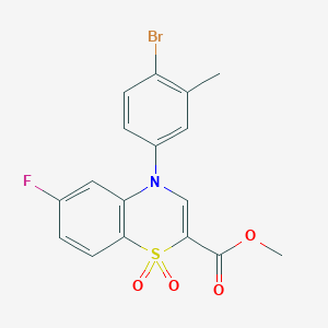 molecular formula C17H13BrFNO4S B2679676 甲基-4-(4-溴-3-甲基苯基)-6-氟-4H-1,4-苯并噻嗪-2-甲酸酯 1,1-二氧化物 CAS No. 1291842-04-0