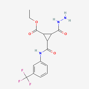 Ethyl 2-(hydrazinocarbonyl)-3-{[3-(trifluoromethyl)anilino]carbonyl}cyclopropanecarboxylate