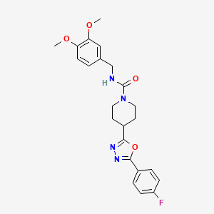 molecular formula C23H25FN4O4 B2679685 N-(3,4-dimethoxybenzyl)-4-(5-(4-fluorophenyl)-1,3,4-oxadiazol-2-yl)piperidine-1-carboxamide CAS No. 1169999-31-8