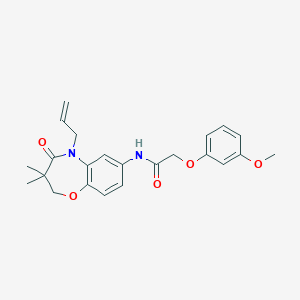 molecular formula C23H26N2O5 B2679710 N-(5-allyl-3,3-dimethyl-4-oxo-2,3,4,5-tetrahydrobenzo[b][1,4]oxazepin-7-yl)-2-(3-methoxyphenoxy)acetamide CAS No. 921562-80-3