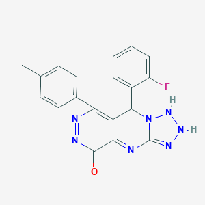 8-(2-fluorophenyl)-10-(4-methylphenyl)-2,4,5,6,7,11,12-heptazatricyclo[7.4.0.03,7]trideca-1,3,9,11-tetraen-13-one