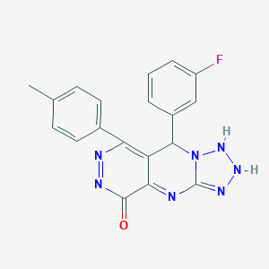 molecular formula C19H14FN7O B267973 8-(3-fluorophenyl)-10-(4-methylphenyl)-2,4,5,6,7,11,12-heptazatricyclo[7.4.0.03,7]trideca-1,3,9,11-tetraen-13-one 