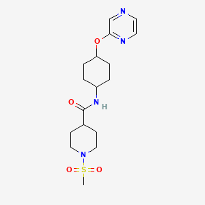 molecular formula C17H26N4O4S B2679732 1-(methylsulfonyl)-N-((1r,4r)-4-(pyrazin-2-yloxy)cyclohexyl)piperidine-4-carboxamide CAS No. 2034579-81-0