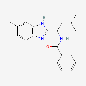 molecular formula C20H23N3O B2679738 N-(3-Methyl-1-(5-methyl-1H-1,3-benzimidazol-2-yl)butyl)benzenecarboxamide CAS No. 338410-57-4