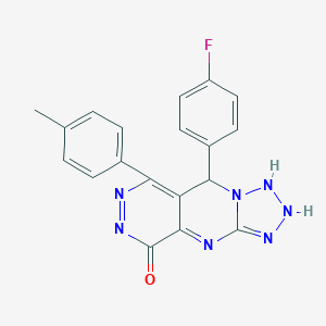 molecular formula C19H14FN7O B267974 8-(4-fluorophenyl)-10-(4-methylphenyl)-2,4,5,6,7,11,12-heptazatricyclo[7.4.0.03,7]trideca-1,3,9,11-tetraen-13-one 