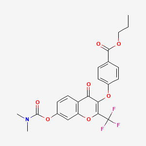 molecular formula C23H20F3NO7 B2679747 Propyl 4-[7-(dimethylcarbamoyloxy)-4-oxo-2-(trifluoromethyl)chromen-3-yl]oxybenzoate CAS No. 847364-69-6