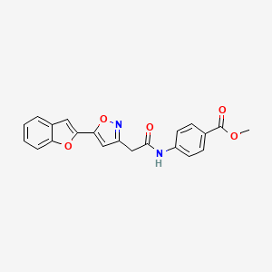 molecular formula C21H16N2O5 B2679755 Methyl 4-(2-(5-(benzofuran-2-yl)isoxazol-3-yl)acetamido)benzoate CAS No. 1105219-15-5