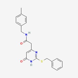molecular formula C21H21N3O2S B2679756 2-(2-(benzylthio)-6-oxo-1,6-dihydropyrimidin-4-yl)-N-(4-methylbenzyl)acetamide CAS No. 1105235-41-3
