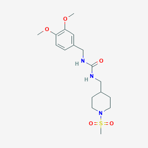 molecular formula C17H27N3O5S B2679759 1-(3,4-Dimethoxybenzyl)-3-((1-(methylsulfonyl)piperidin-4-yl)methyl)urea CAS No. 1235389-43-1