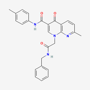 molecular formula C26H24N4O3 B2679760 1-(2-(苄基氨基)-2-氧代乙基)-7-甲基-4-氧代-N-(对甲苯基)-1,4-二氢-1,8-萘啶-3-甲酰胺 CAS No. 1251569-27-3