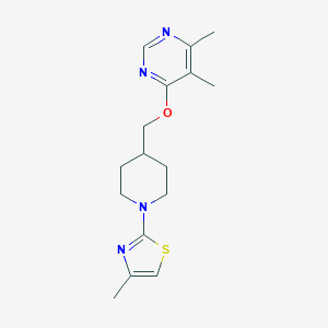 molecular formula C16H22N4OS B2679761 2-(4-(((5,6-Dimethylpyrimidin-4-yl)oxy)methyl)piperidin-1-yl)-4-methylthiazole CAS No. 2310139-85-4