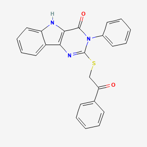 molecular formula C24H17N3O2S B2679762 2-((2-oxo-2-phenylethyl)thio)-3-phenyl-3H-pyrimido[5,4-b]indol-4(5H)-one CAS No. 536704-21-9