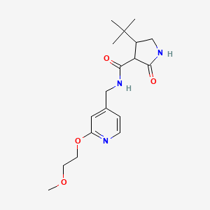 molecular formula C18H27N3O4 B2679771 4-tert-butyl-N-{[2-(2-methoxyethoxy)pyridin-4-yl]methyl}-2-oxopyrrolidine-3-carboxamide CAS No. 2097925-34-1