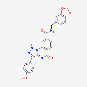 molecular formula C25H19N5O5 B2679775 N-(1,3-benzodioxol-5-ylmethyl)-3-(4-methoxyphenyl)-5-oxo-4,5-dihydro[1,2,3]triazolo[1,5-a]quinazoline-8-carboxamide CAS No. 1031650-30-2