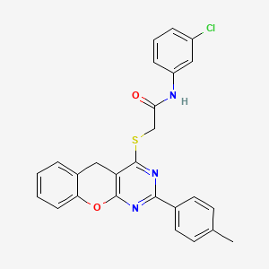 molecular formula C26H20ClN3O2S B2679777 N-(3-chlorophenyl)-2-((2-(p-tolyl)-5H-chromeno[2,3-d]pyrimidin-4-yl)thio)acetamide CAS No. 866726-43-4