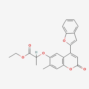 molecular formula C23H20O6 B2679786 乙酸2-{[4-(1-苯并呋喃-2-基)-7-甲基-2-氧代-2H-香豆素-6-基氧基]丙酸酯 CAS No. 898430-05-2