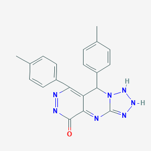 molecular formula C20H17N7O B267979 8,10-bis(4-methylphenyl)-2,4,5,6,7,11,12-heptazatricyclo[7.4.0.03,7]trideca-1,3,9,11-tetraen-13-one 