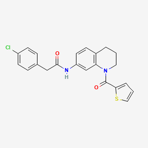 molecular formula C22H19ClN2O2S B2679796 2-(4-chlorophenyl)-N-[1-(2-thienylcarbonyl)-1,2,3,4-tetrahydroquinolin-7-yl]acetamide CAS No. 946367-79-9