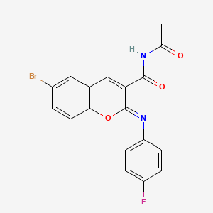 (2Z)-N-acetyl-6-bromo-2-[(4-fluorophenyl)imino]-2H-chromene-3-carboxamide