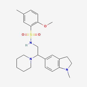 molecular formula C24H33N3O3S B2679843 2-methoxy-5-methyl-N-(2-(1-methylindolin-5-yl)-2-(piperidin-1-yl)ethyl)benzenesulfonamide CAS No. 946288-79-5