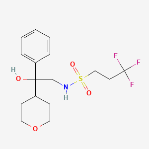molecular formula C16H22F3NO4S B2679846 3,3,3-trifluoro-N-(2-hydroxy-2-phenyl-2-(tetrahydro-2H-pyran-4-yl)ethyl)propane-1-sulfonamide CAS No. 2034258-95-0