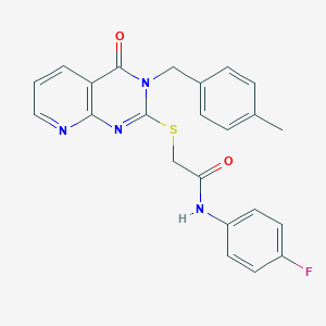 molecular formula C23H19FN4O2S B2679849 N-(4-fluorophenyl)-2-{[3-(4-methylbenzyl)-4-oxo-3,4-dihydropyrido[2,3-d]pyrimidin-2-yl]thio}acetamide CAS No. 902911-04-0