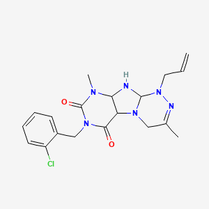 molecular formula C19H19ClN6O2 B2679879 7-[(2-chlorophenyl)methyl]-3,9-dimethyl-1-(prop-2-en-1-yl)-1H,4H,6H,7H,8H,9H-[1,2,4]triazino[4,3-g]purine-6,8-dione CAS No. 919007-60-6