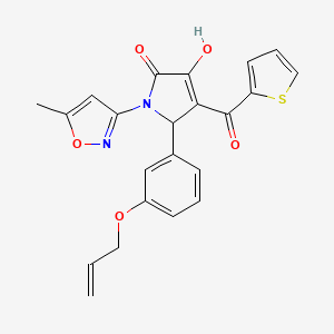 molecular formula C22H18N2O5S B2679887 5-(3-(allyloxy)phenyl)-3-hydroxy-1-(5-methylisoxazol-3-yl)-4-(thiophene-2-carbonyl)-1H-pyrrol-2(5H)-one CAS No. 618873-33-9