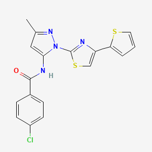 4-chloro-N-(3-methyl-1-(4-(thiophen-2-yl)thiazol-2-yl)-1H-pyrazol-5-yl)benzamide