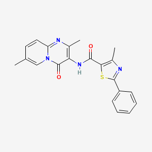 molecular formula C21H18N4O2S B2679901 N-(2,7-dimethyl-4-oxo-4H-pyrido[1,2-a]pyrimidin-3-yl)-4-methyl-2-phenylthiazole-5-carboxamide CAS No. 946257-30-3