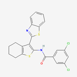 molecular formula C22H16Cl2N2OS2 B2679909 N-[3-(1,3-benzothiazol-2-yl)-4,5,6,7-tetrahydro-1-benzothiophen-2-yl]-3,5-dichlorobenzamide CAS No. 307510-82-3
