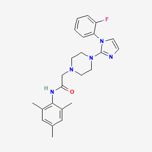 molecular formula C24H28FN5O B2679917 2-(4-(1-(2-fluorophenyl)-1H-imidazol-2-yl)piperazin-1-yl)-N-mesitylacetamide CAS No. 1021132-42-2