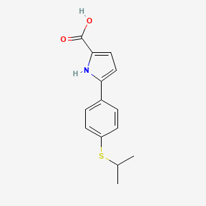 molecular formula C14H15NO2S B2679920 5-(4-(Isopropylthio)phenyl)-1H-pyrrole-2-carboxylic acid CAS No. 1538665-70-1