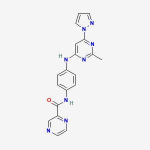 N-(4-((2-methyl-6-(1H-pyrazol-1-yl)pyrimidin-4-yl)amino)phenyl)pyrazine-2-carboxamide