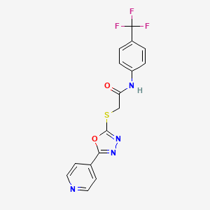 molecular formula C16H11F3N4O2S B2679932 2-{[5-(pyridin-4-yl)-1,3,4-oxadiazol-2-yl]sulfanyl}-N-[4-(trifluoromethyl)phenyl]acetamide CAS No. 899989-03-8