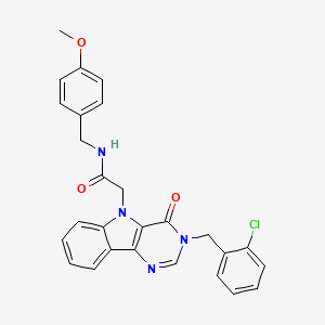 molecular formula C27H23ClN4O3 B2679935 2-(3-(2-chlorobenzyl)-4-oxo-3H-pyrimido[5,4-b]indol-5(4H)-yl)-N-(4-methoxybenzyl)acetamide CAS No. 1184995-05-8
