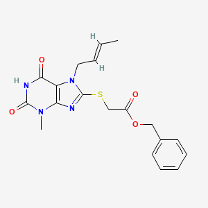 molecular formula C19H20N4O4S B2679941 (E)-benzyl 2-((7-(but-2-en-1-yl)-3-methyl-2,6-dioxo-2,3,6,7-tetrahydro-1H-purin-8-yl)thio)acetate CAS No. 313470-44-9