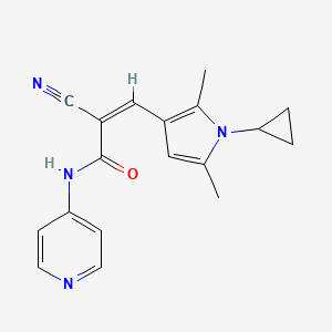 molecular formula C18H18N4O B2679947 (Z)-2-Cyano-3-(1-cyclopropyl-2,5-dimethylpyrrol-3-yl)-N-pyridin-4-ylprop-2-enamide CAS No. 1100122-89-1