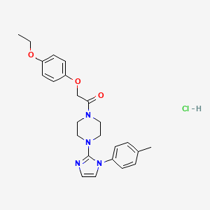 molecular formula C24H29ClN4O3 B2679958 2-(4-乙氧基苯氧基)-1-(4-(1-(对甲苯基)-1H-咪唑-2-基)哌嗪-1-基)乙酮盐酸盐 CAS No. 1189725-53-8