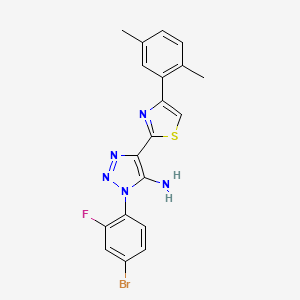 molecular formula C19H15BrFN5S B2679962 1-(4-溴-2-氟苯基)-4-(4-(2,5-二甲基苯基)-1,3-噻唑-2-基)-1H-1,2,3-三唑-5-胺 CAS No. 1251593-56-2