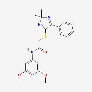 molecular formula C21H23N3O3S B2679966 N-(3,5-二甲氧基苯基)-2-((2,2-二甲基-5-苯基-2H-咪唑-4-基)硫)乙酰胺 CAS No. 899906-83-3