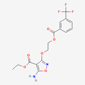 molecular formula C16H15F3N2O6 B2679968 Ethyl 5-amino-3-(2-{[3-(trifluoromethyl)benzoyl]oxy}ethoxy)-4-isoxazolecarboxylate CAS No. 303997-10-6