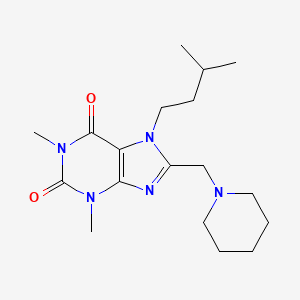 molecular formula C18H29N5O2 B2679969 1,3-二甲基-7-(3-甲基丁基)-8-(哌啶-1-基甲基)嘌呤-2,6-二酮 CAS No. 838873-99-7