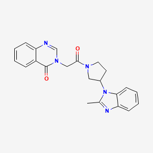 molecular formula C22H21N5O2 B2679975 3-(2-(3-(2-甲基-1H-苯并咪唑-1-基)吡咯啉-1-基)-2-氧代乙基)喹唑啉-4(3H)-酮 CAS No. 2034460-68-7