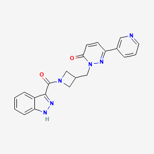 molecular formula C21H18N6O2 B2679998 2-{[1-(1H-indazole-3-carbonyl)azetidin-3-yl]methyl}-6-(pyridin-3-yl)-2,3-dihydropyridazin-3-one CAS No. 2201019-55-6